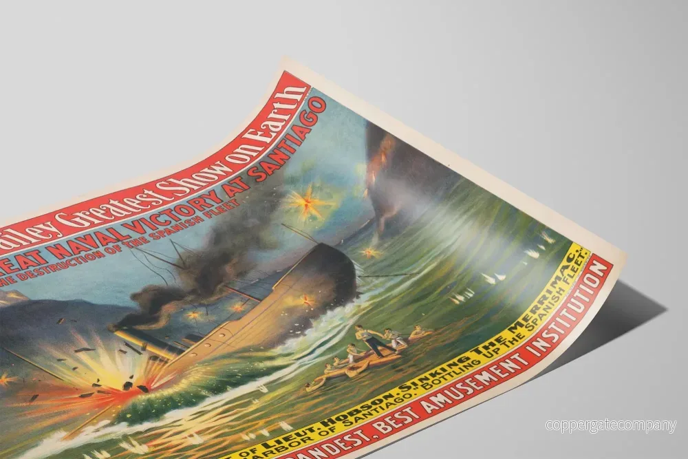 Vintageposter av Amerikas stora sjöstridsseger vid Santiago - Maritim väggdekoration - Bild 2
