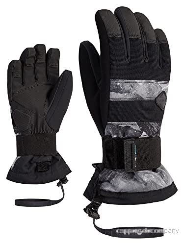 Ziener MANU snowboardhandskar/vintersport vattentät, andas; skydd, grått berg tryck, XL 4063833581333