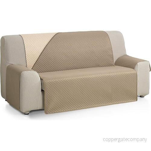 ECOMMERC3 Vändbart sofföverdrag för 2 sits soffa extra mjukt och maximal koppling beige/läder 8435767354837