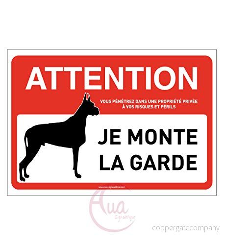 AUA SIGNALETIQUE Hund uppmärksamhet skyltar: I Monte Guard 150 x 105 mm, PVC 1,5 mm 3666180026901