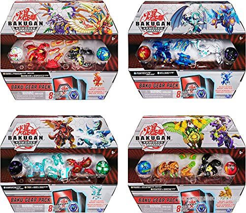 Bakugan Baku Gear Pack med 4 Armored Alliance (2 Ultra och 2 Basic Balls) 1 uppsättning inklusive Fusions karaktärer, olika varianter 778988298336