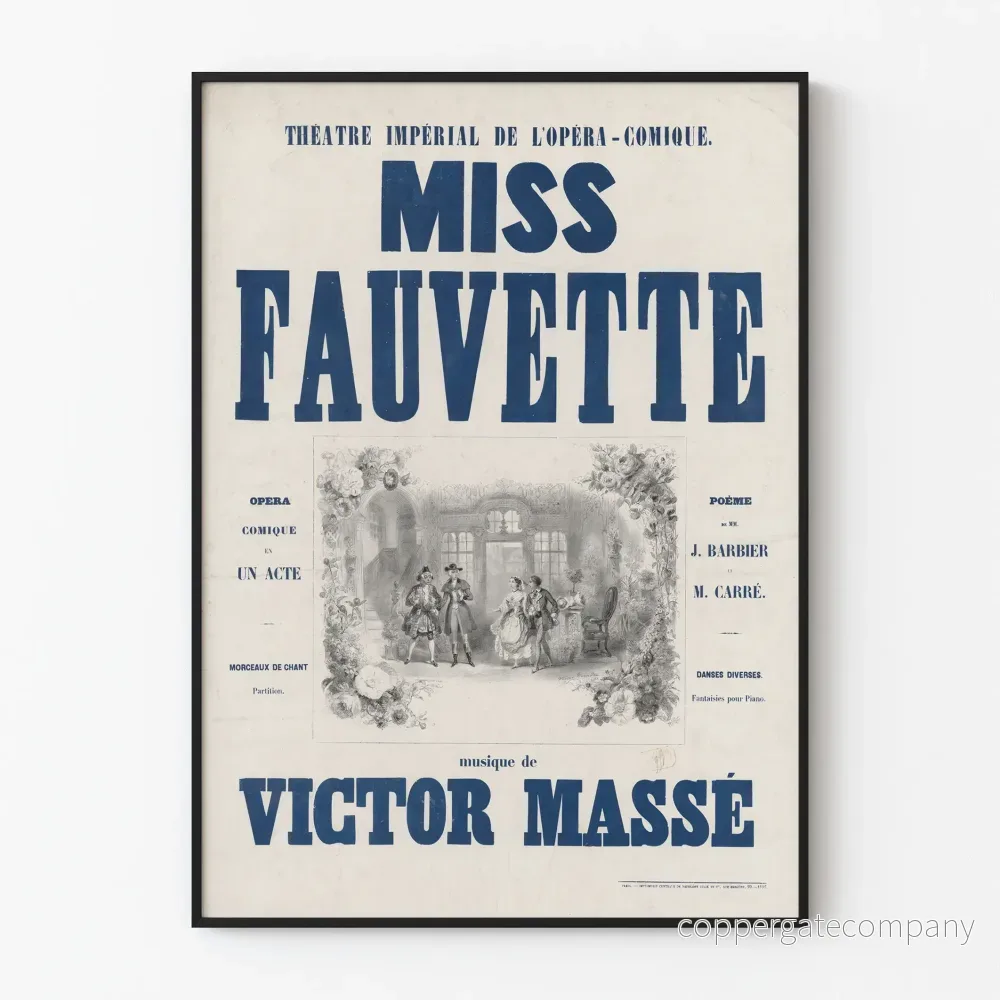 Affisch Teateroperan Miss Fauvette Victor Massé Affisch Teateroperan Miss Fauvette Victor Massé