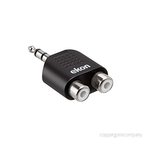 ekon AUX RCA splitter, Jack 3.5mm kontakt, 2 portar, för stereo, förstärkare, hörlurar, musikinstrument, gitarr, tangentbord, mixer, hemljud, Hi Fi 8018417219047