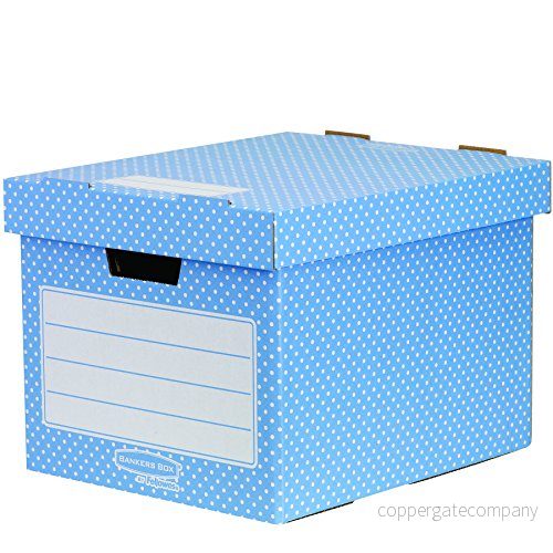 Bankers Box stil standard förvaringsbox blå/vit, paket med 4 43859689477