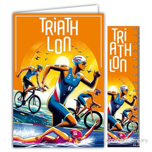 69 1012 Triathlon simning cykelkort tävling med kuvert 12 x 17,5 cm för sportsportmästare eller supportrar cykling passion sport kollektion från de olympiska spelen tillverkad i Frankrike 3700676658891