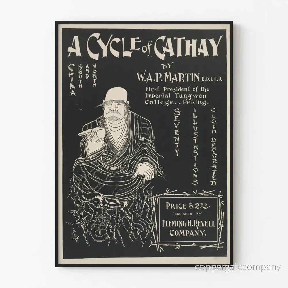 Vintageposter i A Cycle of Cathay-stil kinesisk träsnitt
