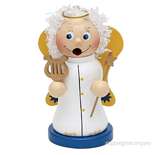 Dekohelden24 Söt rökelsefigur som ängel, ca 13 cm, trä 4250905123328