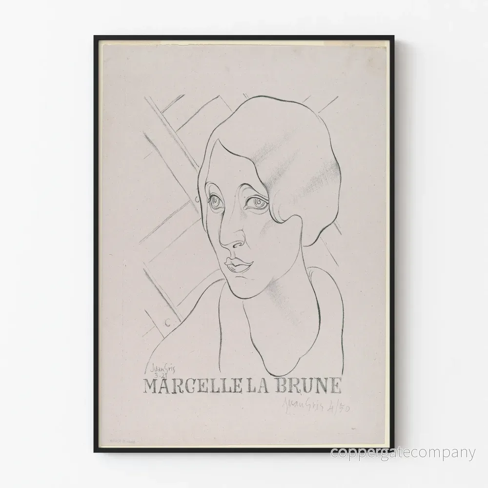 Väggdekorationsposter porträtt av Marcelle den Brunette med blyertspenna