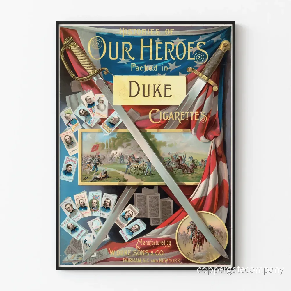 Vintageposter Our Heroes Duke Cigarettes Väggdekoration