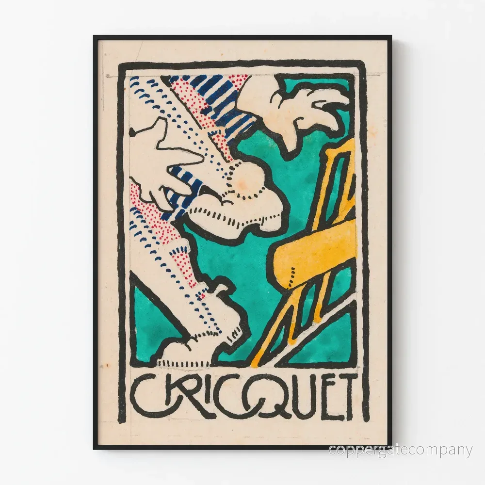 Vintage dekorativ poster Cricquet färgglad