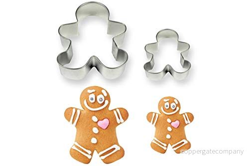 PME Pepparkaksgubbe kak och kakskärare, små stora storlekar, set med 2, silver, 9 x 2 7 cm 5060281188007