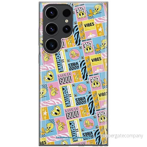 ERT GROUP mobiltelefonfodral för Samsung S23 ULTRA originalt och officiellt licensierat Looney Tunes mönster Tweety 012 anpassad till formen på mobiltelefonen, fodral tillverkad av TPU plast 5905795094256