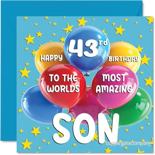 43:e son födelsedagskort världens mest fantastiska grattis på för från mamma pappa, 145 mm x ålder 43 fyrtiotre gratulationskort till 5063152107008