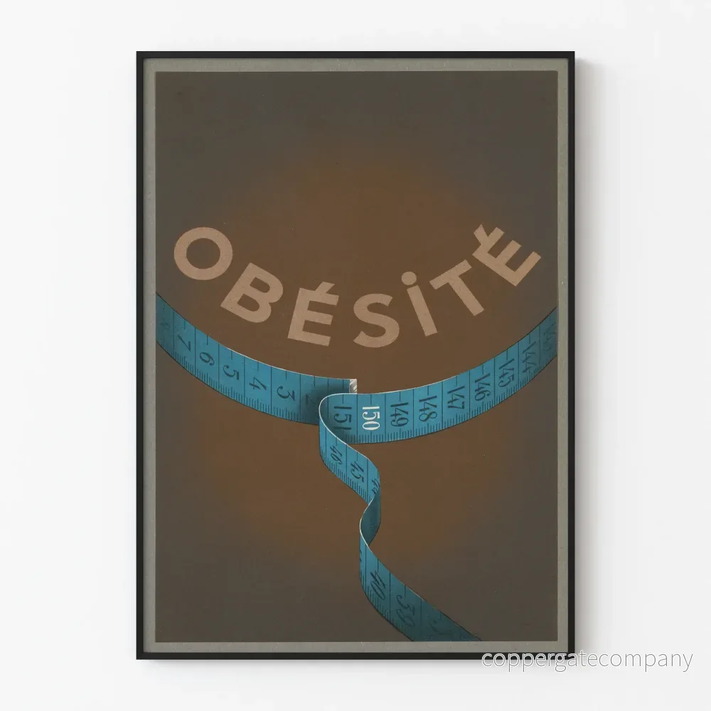 Designposter för fetma med blå måttband