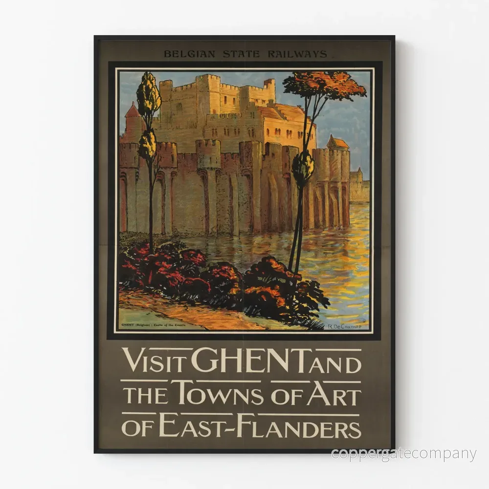 Vintageposter Visit Ghent och Towns of Art of East-Flanders