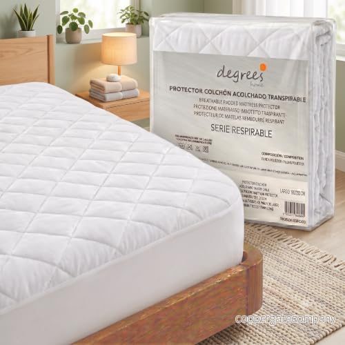 Degrees Home 2basic Madrasskydd 90x190/200 quiltad andningsbar vändbar, madrassöverdrag upp till 32 cm höjd 8432456032304