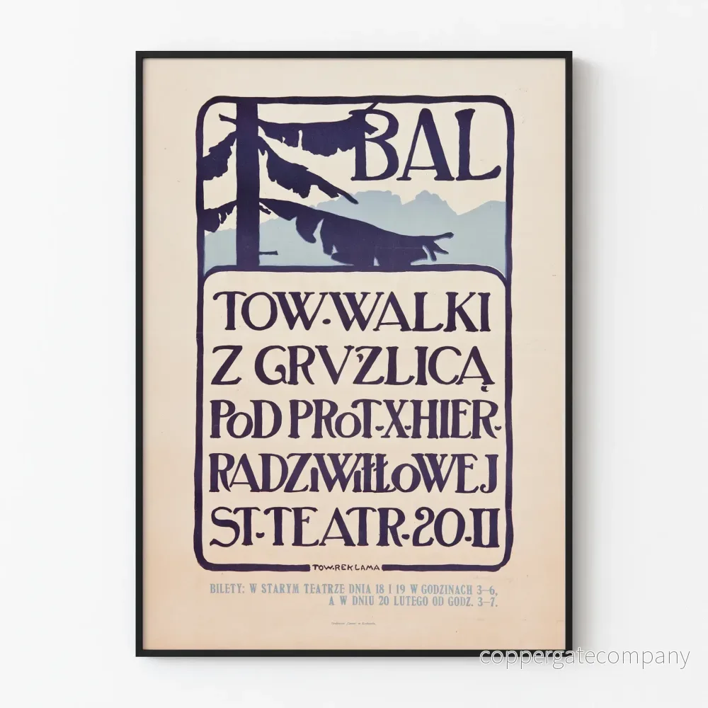 Vintageposter Bal mot tuberkulos under Radziwill-skydd