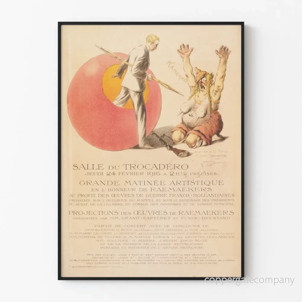 Gammal poster från Trocadéro-salen - Konstnärlig förmiddag till minne av Raemaekers