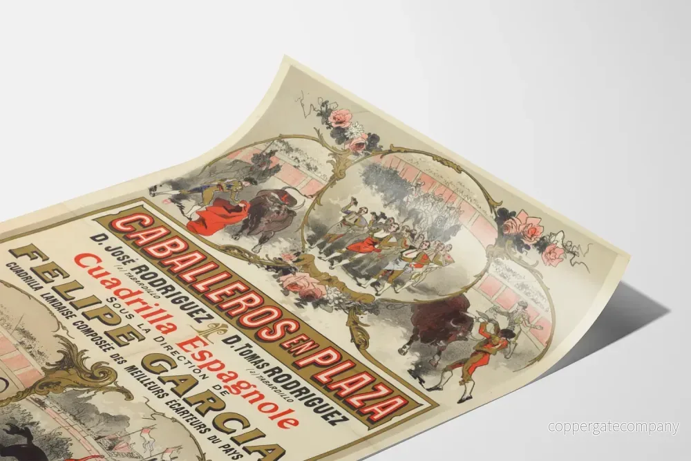 Vintageaffisch av spansk corrida, ryttare i arenan - Bild 3