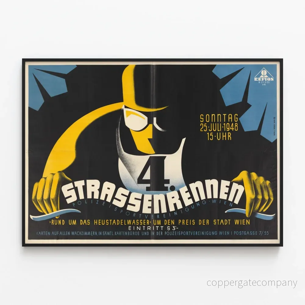 Vintageposter för Vinnarcykelloppet för Vänningepolisen 1948