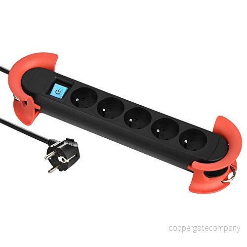 Electraline 30921 Professionella arbetsplattor med 16A uttag, 5 M kabel, H05VV F 3G1.5 mm², svart/röd 3390723309212