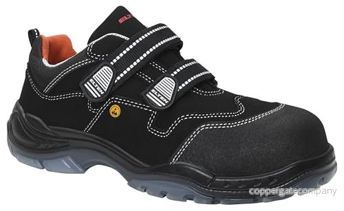 Elten Unisex säkerhetsskor S3, herr, sportig, lätt, svart, plastlock, kardborreband, säkerhetshalvsko, Sid ESD storlek 39, 39 EU 4030839231456