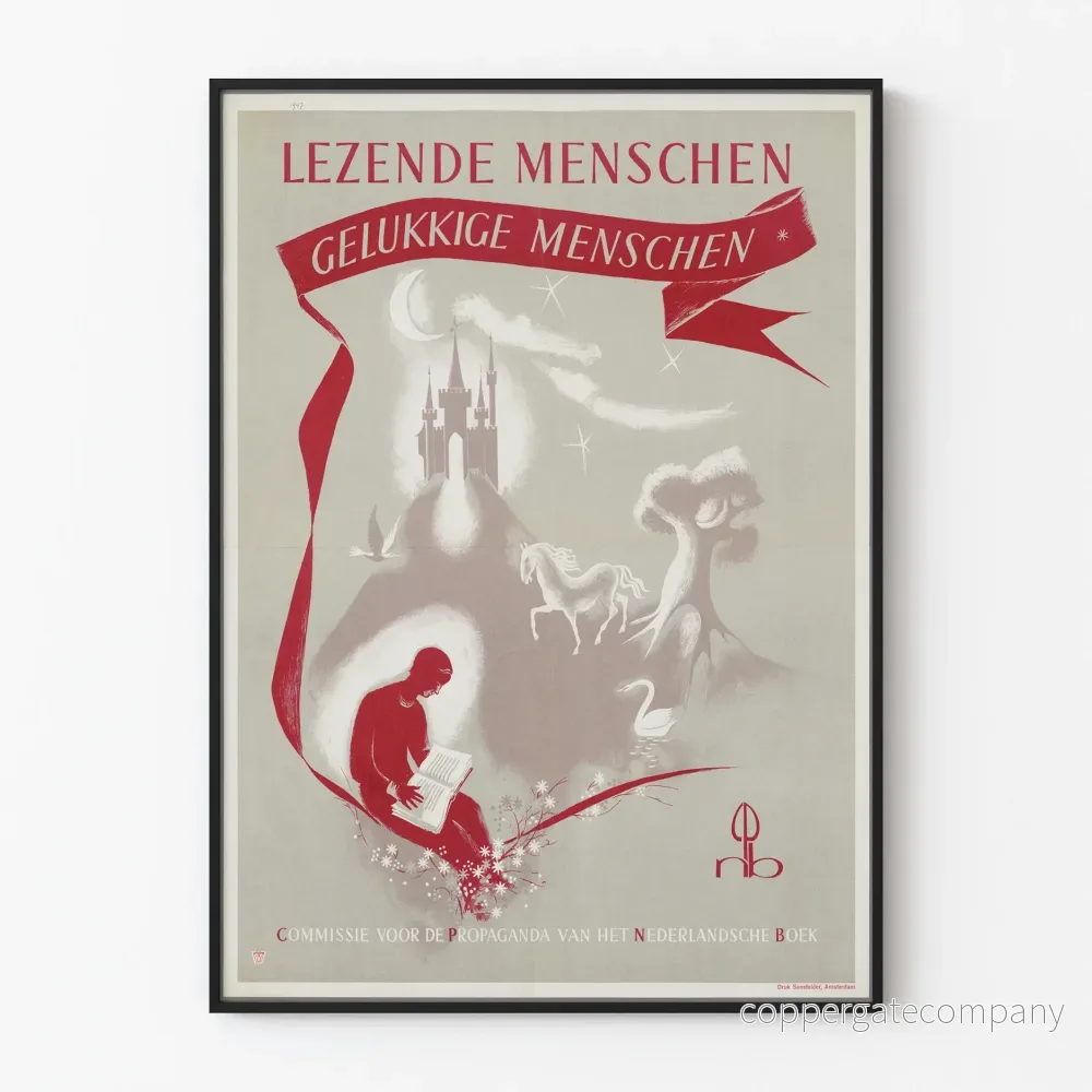 Vintageposter av Lezende Menschen, Lyckliga människor