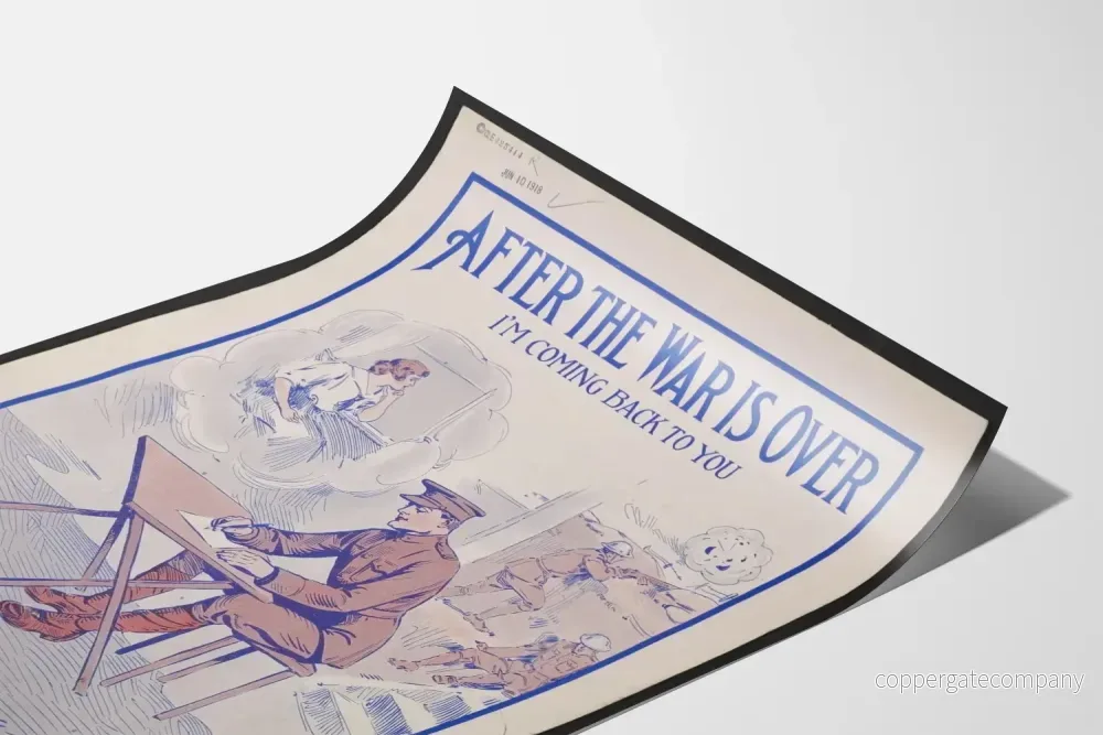 Vintageposter Efter Kriget Är Slut - Väggdekoration Soldat och Minne - Bild 3