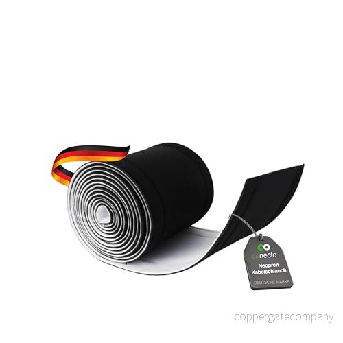 conecto neopren kabelslang med kardborreband, universell kabelkanal, kabelhantering, kabelorganisering, kabeldragning svart/vit, 3,0 m 4250684923768