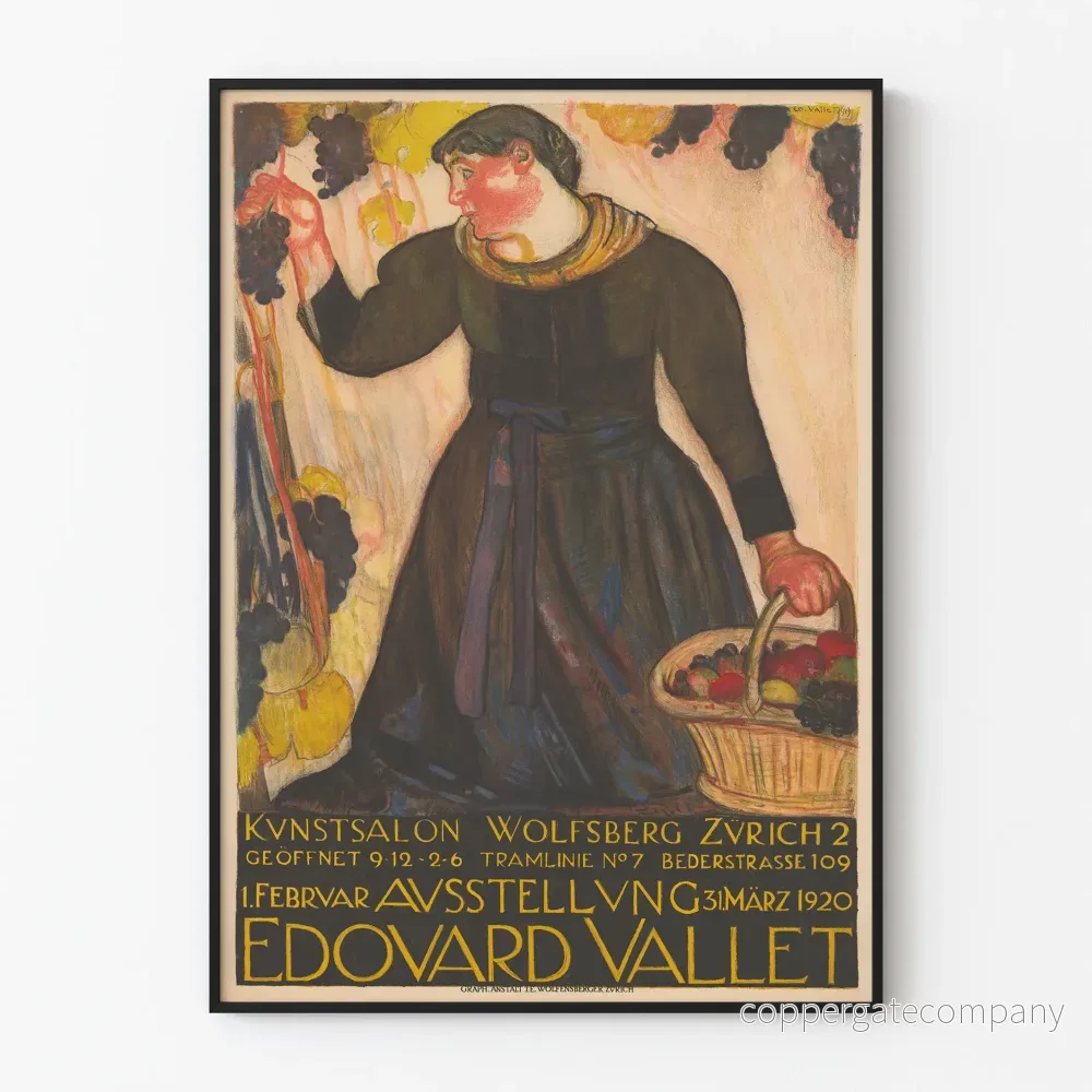 Vintageposter utställning Edouard Vallet Kunstsalon Wolfsberg Zürich 1920