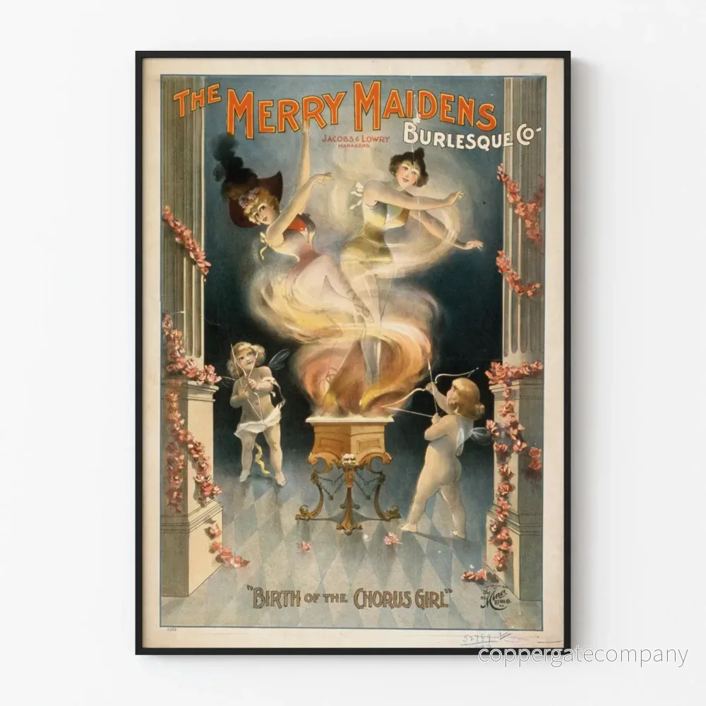 Vintageposter The Merry Maidens Burlesque Co väggdekor