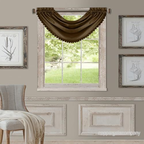Elrene rum mörkläggande stång ficka vattenfall fönstergardin, polyester, chokladbrun, 132 cm B x 91 L (paket med 1) 739550336689