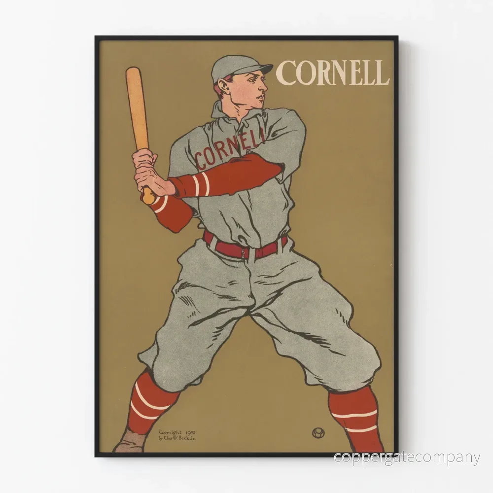 Vintageposter av basebollspelare Cornell 1908