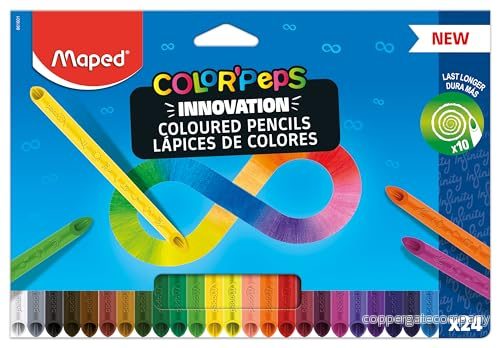 Maped innovativa färgpennor COLOR'PEPS INFINITY 100% färgat stift ingen vässning krävs kan användas mjuka och mycket behagliga på papperet 24 stycken 3154148616016