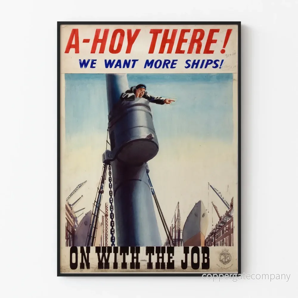 Vintage marinposter 'A-Hoy There' Industriell väggdekoration
