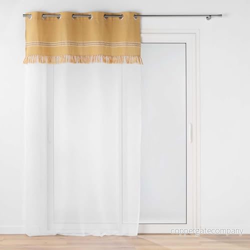 douceur d'intérieur, Öljettslöja (140 x 240 cm) Janara ockra, sandblästrad slöja med polybomull och jute topp 3574386275408