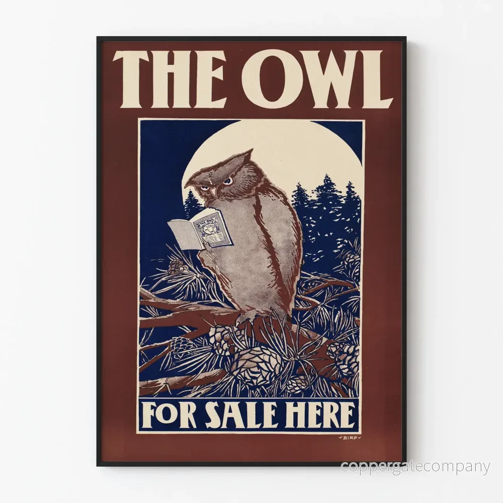 Vintageposter Uggla och reklam "The Owl"