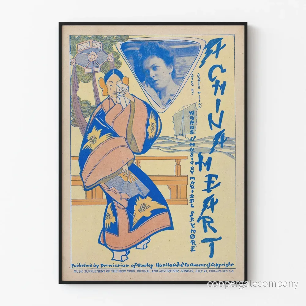 Vintageposter A Kina Hjärtat - Väggdekoration Art Nouveau