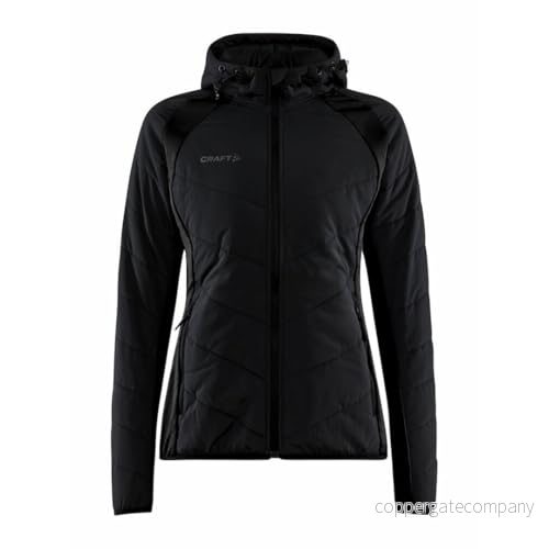 Craft ADV EXPLORE HYBRID JACKET W övergångsjacka dam M svart lätt, vadderad jacka med jerseystretchinsatser justerbar huva fickor lätt vindjacka för kvinnor 7318573579780