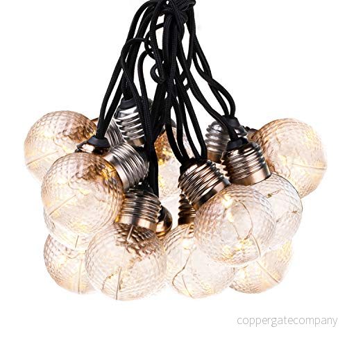 DecoKing 10 LED-ljusslingor med timer, glödlampor, varm vit, statisk batteridriven girlang, trädgårdsdekoration, kristallboll 5903575090238