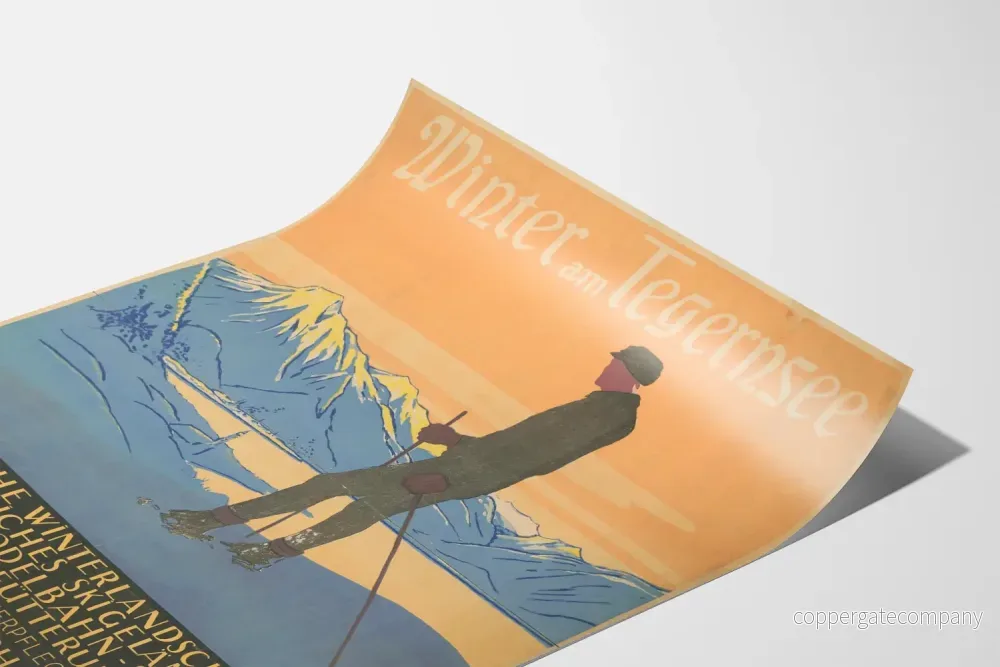 Vintage vinterposter vid Tegernsee - väggdekoration med vinterberg - Bild 3