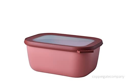Mepal Multi Bowl Cirqula Rectangular Plastbehållare med lock Lämplig som lufttät behållare för kylskåp, mikrovågsugn, serveringsskål Köksskålar 1 500 ml Levande mauve 8720294022053