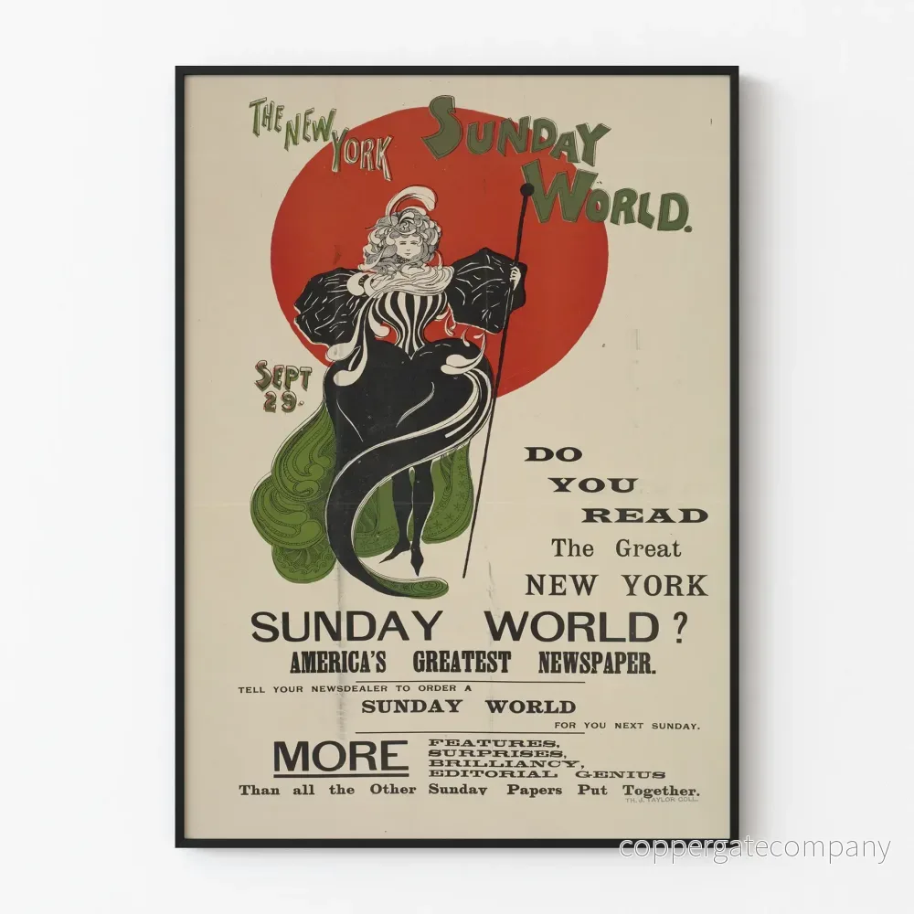 Vintageposter The New York Sunday World – Retro väggdekoration Vintageposter The New York Sunday World – Retro väggdekoration