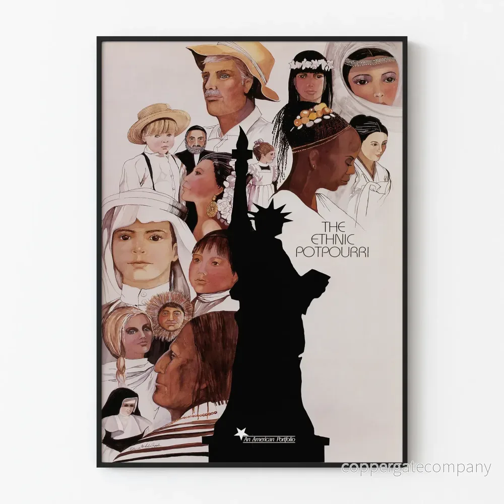 Poster The Ethnic Potpourri - Illustration av den amerikanska kulturella mångfalden
