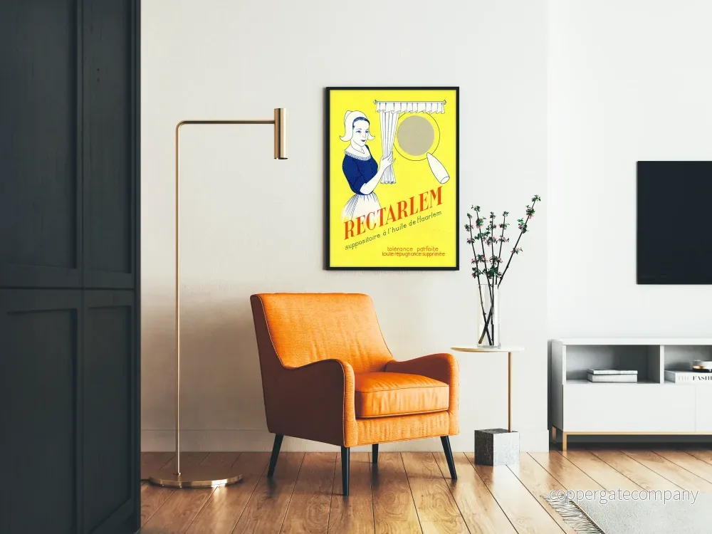 Vintageposter Rectarlem - Retro väggdekoration i gult och blått - Bild 2