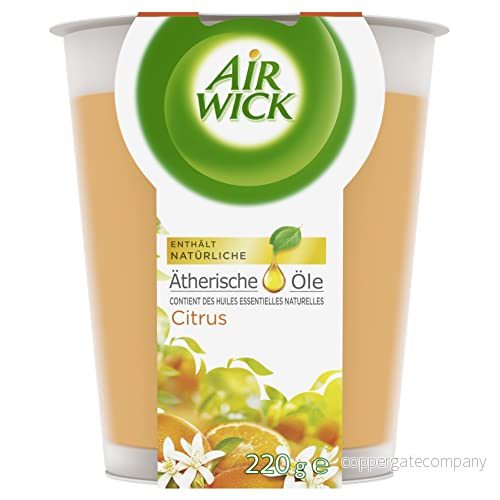Air Wick Må bra doftljus XL i glas doft: Citrus Upp till 40 timmars brinntid innehåller naturliga eteriska oljor 220 g 4251758415820