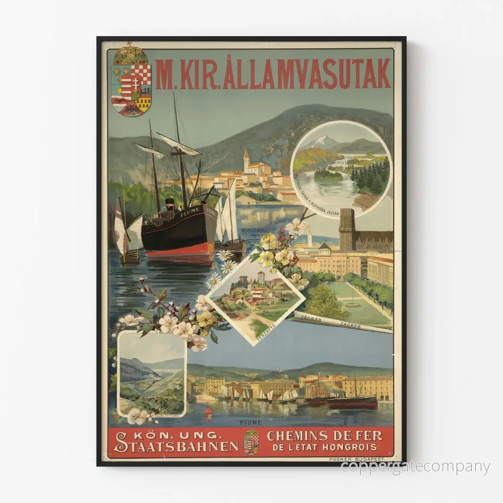 Vintageposter för ungerska järnvägar – Väggdekor för resor i Kroatien