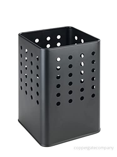 Wenko Bestickhållare kisel, praktisk hållare för köksredskap av pulverlackerad metall i modern, fyrkantig form med hålmönster, (B x H D): 11,5 16,5 cm, matt svart 4008838374146