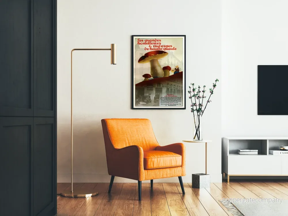 Vintageposter för Restaurang du Chapon Fin Bordeaux - Väggdekoration med svampar och karljohan - Bild 2