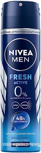 NIVEA MEN Fresh Active deodorant Spray (150 ml), utan aluminium (ACH) för 48h skydd och långvarig friskhet, med mycket effektiv formel havsextrakt 4005900843531